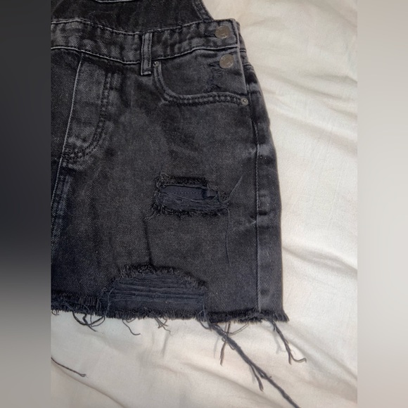 Garage Black Distressed Denim Overall Dress - Picture 3 of 4